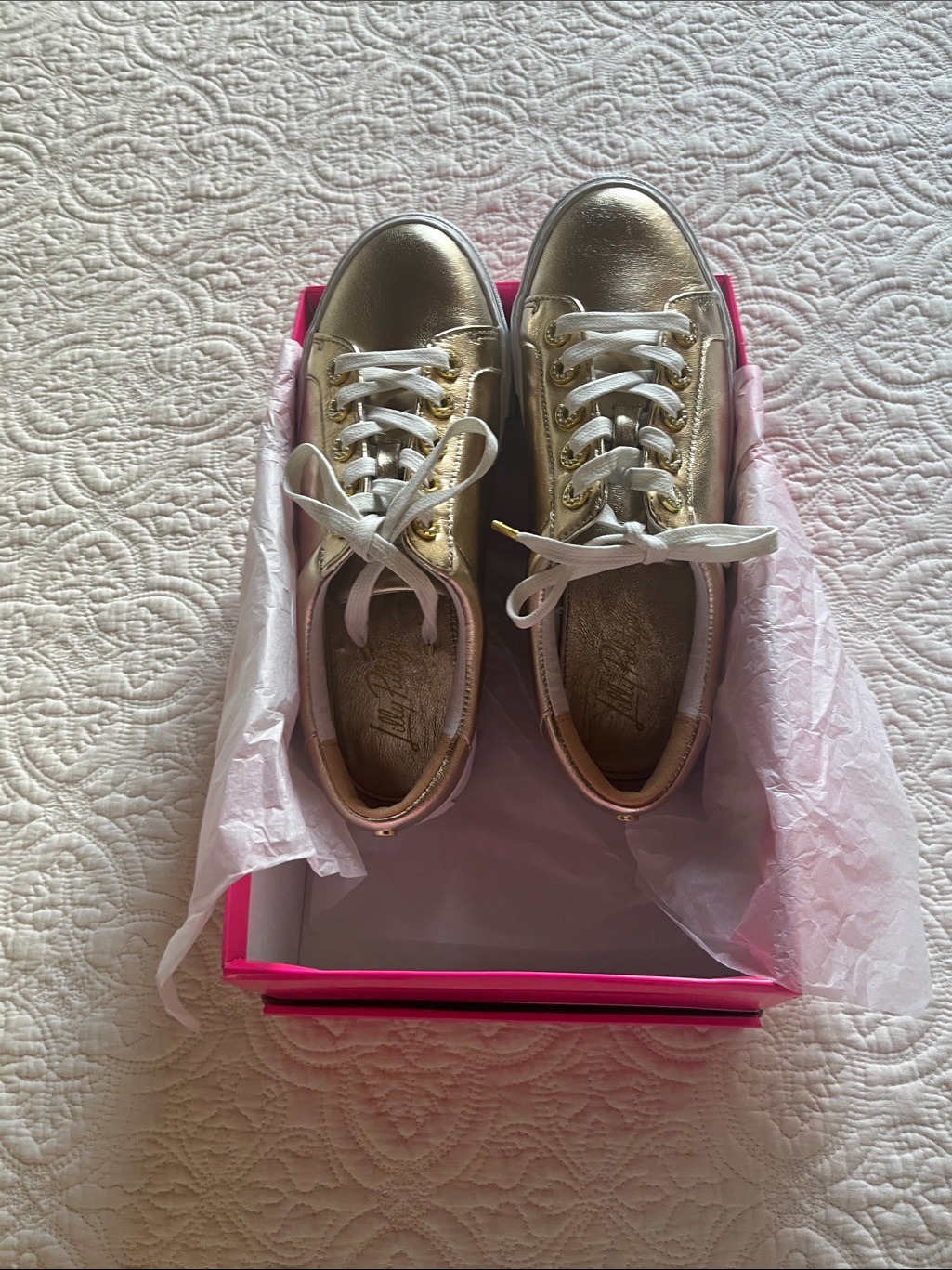 Lilly Pulitzer Metallic Gold Low-Top Sneakers